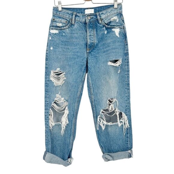 NWT BOYISH Womens The Tommy Organic Cotton Blend Distressed Button Fly Jeans 26 - Picture 3 of 13